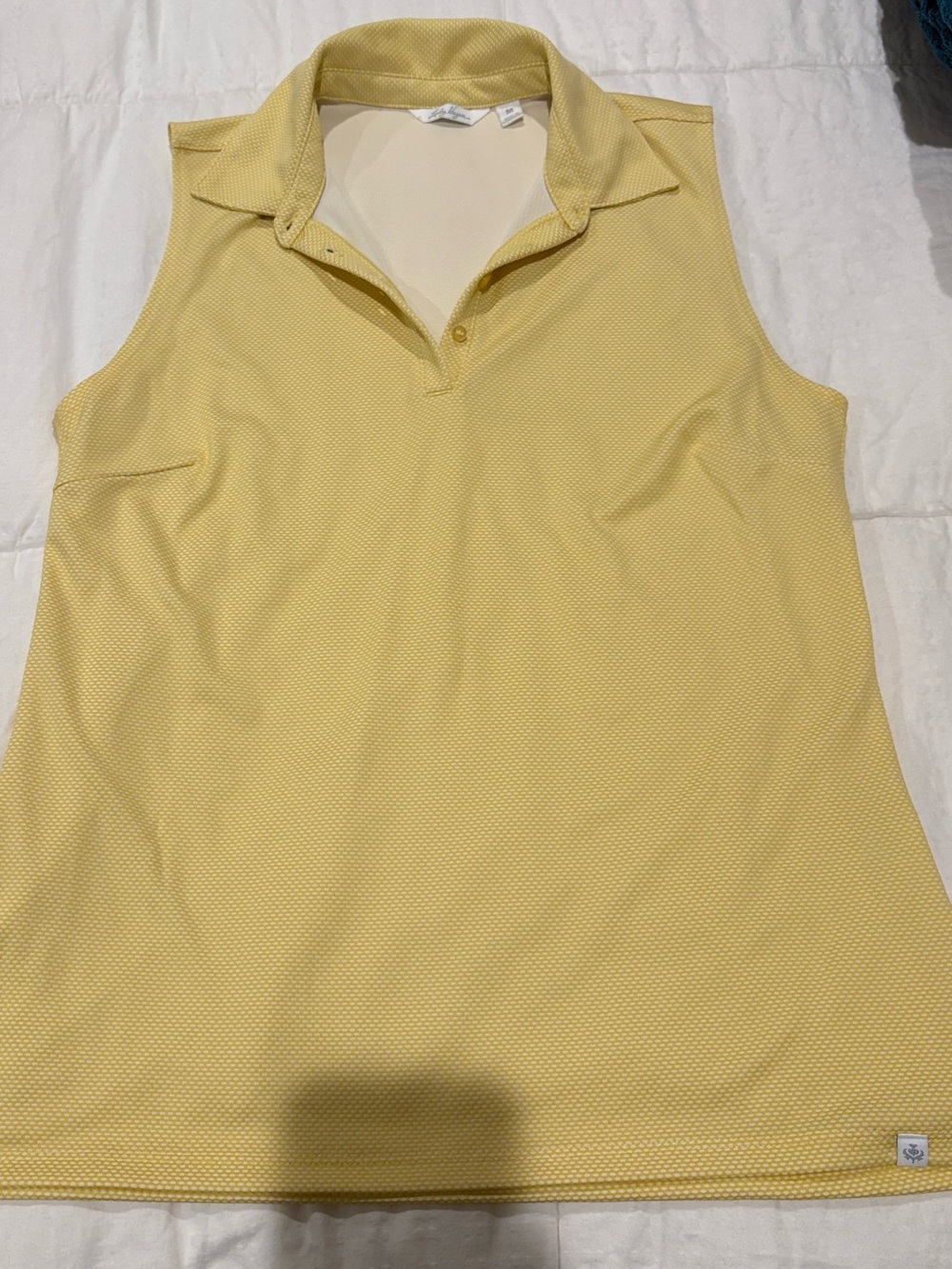 Lady Hagen Pale Yellow Sleeveless Polo Tank
